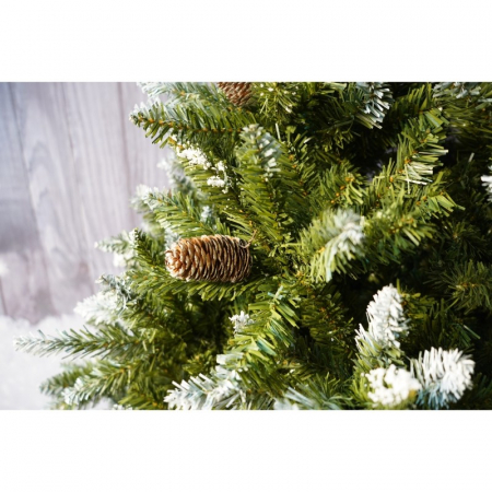 Lichidare Brad Artificial bogat de Craciun, Flippy, 2.10 m inaltime, Verde, Pulverizat alb-tip zapada, Interior/ Exterior, 1266 ramuri [3]