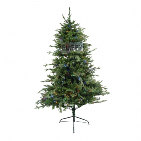 Decoratiuni, ornamente si articole Craciun - Brad Artificial de Craciun, Becuri led incluse in ramuri, pentru interior/exterior, inaltime 180 cm, diametru 128 cm, 1246 ramuri, Flippy, verde, suport metalic inclus
