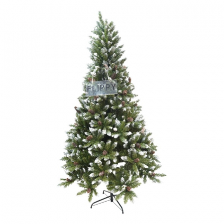 Decoratiuni, ornamente si articole Craciun - Brad Artificial de Craciun bogat, Flippy, 1.8 m inaltime, 918 ramuri verzi inzapezite, Verde, Decorat, Interior/ Exterior