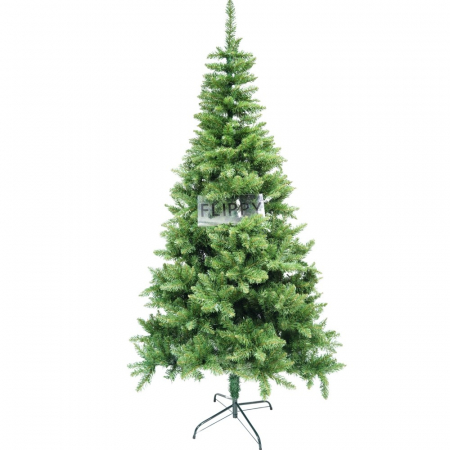 Decoratiuni, ornamente si articole Craciun - Brad artificial de Craciun, clasic, pentru interior/exterior, inaltime 210 cm, diametru 106 cm, 663 ramuri, Flippy, verde, suport metalic inclus