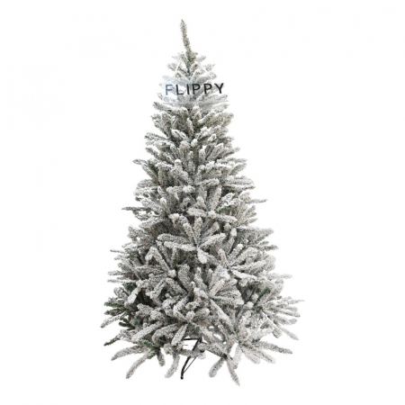 Decoratiuni, ornamente si articole Craciun - Brad Artificial de Craciun, Flippy, 1.8 m inaltime, Verde, Pulverizat alb-tip zapada, Diametru inferior 110 cm, Interior/ Exterior