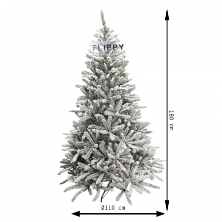 Lichidare Brad Artificial de Craciun, Flippy, 1.8 m inaltime, Verde, Pulverizat alb-tip zapada, Diametru inferior 110 cm, Interior/ Exterior [14]