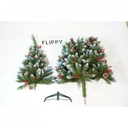 Brad Artificial de Craciun, Flippy, Sectionat pentru Perete/ Colt, 1.50 m inaltime, Verde, Decorat, Diametru Inferior 83 cm, Interior/ Exterior [13]