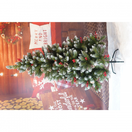 Brad Artificial de Craciun, Flippy, Sectionat pentru Perete/ Colt, 1.50 m inaltime, Verde, Decorat, Diametru Inferior 83 cm, Interior/ Exterior [1]