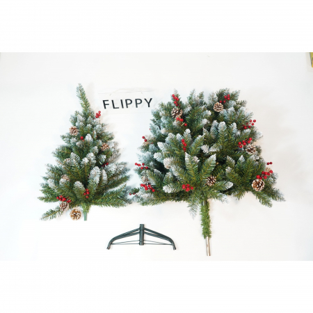 Brad Artificial de Craciun, Flippy, Sectionat pentru Perete/ Colt, 1.50 m inaltime, Verde, Decorat, Diametru Inferior 83 cm, Interior/ Exterior [2]