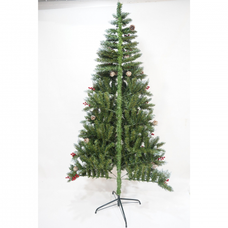 Brad Artificial de Craciun, Flippy, Sectionat pentru Perete/ Colt, 1.50 m inaltime, Verde, Decorat, Diametru Inferior 83 cm, Interior/ Exterior [7]