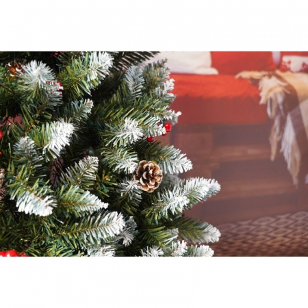 Brad Artificial de Craciun, Flippy, Sectionat pentru Perete/ Colt, 1.50 m inaltime, Verde, Decorat, Diametru Inferior 83 cm, Interior/ Exterior [14]