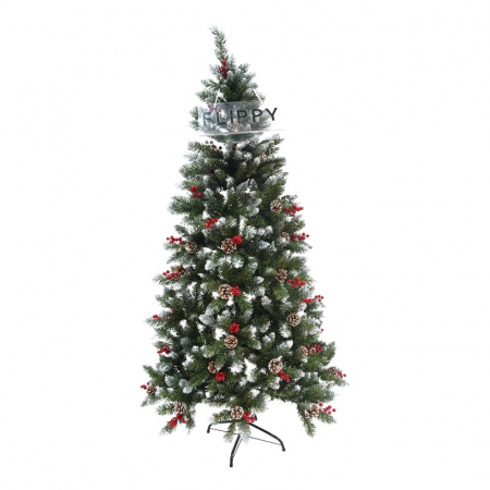 Decoratiuni, ornamente si articole Craciun - Brad Artificial de Craciun, Flippy, Sectionat pentru Perete/ Colt, 1.80 m inaltime, Verde, Decorat, Diametru Inferior 95 cm, Interior/ Exterior