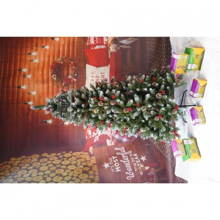 Brad Artificial de Craciun, Flippy, Sectionat pentru Perete/ Colt, 1.80 m inaltime, Verde, Decorat, Diametru Inferior 95 cm, Interior/ Exterior [9]