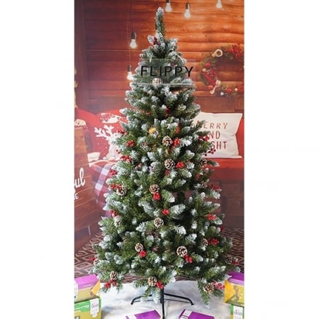 Brad Artificial de Craciun, Flippy, Sectionat pentru Perete/ Colt, 1.80 m inaltime, Verde, Decorat, Diametru Inferior 95 cm, Interior/ Exterior [1]