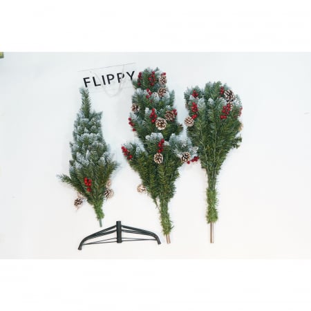 Brad Artificial de Craciun, Flippy, Sectionat pentru Perete/ Colt, 1.80 m inaltime, Verde, Decorat, Diametru Inferior 95 cm, Interior/ Exterior [2]