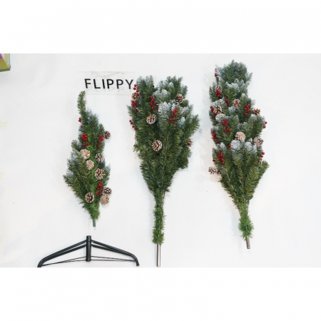 Brad Artificial de Craciun, Flippy, Sectionat pentru Perete/ Colt, 2.10 m inaltime, Verde, Decorat, Diametru Inferior 106 cm, Interior/ Exterior [14]