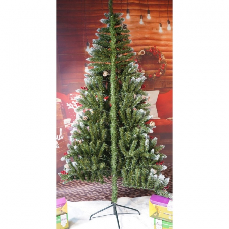 Brad Artificial de Craciun, Flippy, Sectionat pentru Perete/ Colt, 2.10 m inaltime, Verde, Decorat, Diametru Inferior 106 cm, Interior/ Exterior [15]