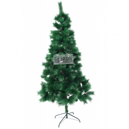 Decoratiuni, ornamente si articole Craciun - Brad artificial de Craciun tip pin, inaltime 210 cm, diametru 115 cm, 350 ramuri cu ace 3D 12 cm, Flippy, verde, suport metalic inclus