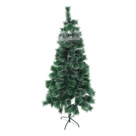 Decoratiuni, ornamente si articole Craciun - Brad artificial de Craciun tip pin nins, pentru interior/exterior, inaltime 210 cm, Flippy, verde, suport metalic inclus