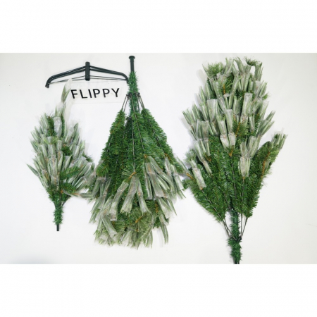 Brad artificial de Craciun tip pin, pentru interior/exterior, inaltime 150 cm, diametru 92 cm, 400 ramuri, Flippy, verde, suport metalic inclus [1]