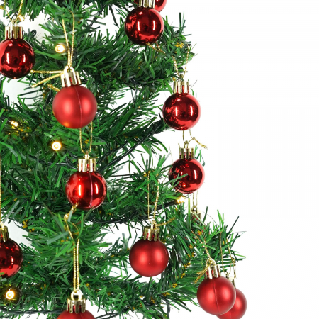 Brad Artificial Impodobit, 60 cm, suport plastic cu instalatie luminoasa 20 LED alb cald + 20 globuri rosii incluse, Flippy [5]