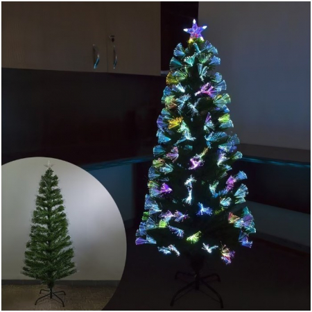 Brad Artificial Luminos de Craciun, Flippy, 1.8 m inaltime , Ramuri cu Fibra Optica, Multicolor, Suport Metalic Inclus [5]