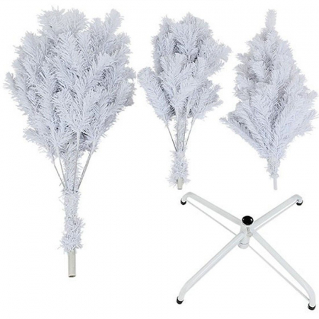 Brad de Craciun artificial cu suport inclus Flippy, 120 cm, 240 ramuri/varfuri, material plastic, suport clasic, fara iluminare, utilizat pentru interior/exterior, alb [9]