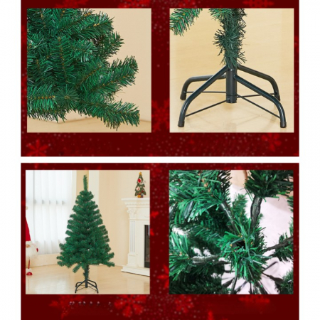 Brad de Craciun artificial cu suport inclus Flippy, 120 cm, 240 ramuri/varfuri, material plastic, suport clasic, fara iluminare, utilizat pentru interior/exterior, verde [2]