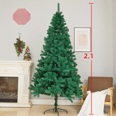 Lichidare Brad de Craciun artificial cu suport inclus Flippy, 210 cm, 800 ramuri/varfuri, material plastic, suport clasic, fara iluminare, utilizat pentru interior/exterior, verde [1]