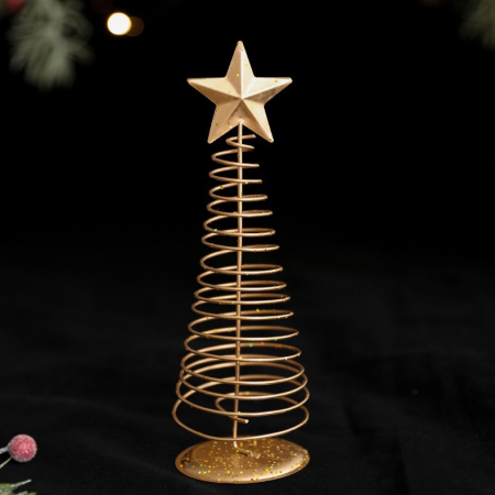 Brad de Craciun Ornament, Flippy, Decoratiune Brad micut din Metal, inaltime 19.5 x 6.5 x6.5 cm, Ornament de Craciun, Auriu [3]