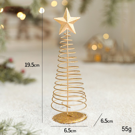 Brad de Craciun Ornament, Flippy, Decoratiune Brad micut din Metal, inaltime 19.5 x 6.5 x6.5 cm, Ornament de Craciun, Auriu [1]