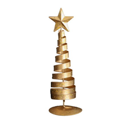 Sub 99 Lei - Brad de Craciun Ornament, Flippy, Decoratiune Brad micut din Metal, inaltime 20 x 6.5 x6.5 cm, Ornament de Craciun, Auriu