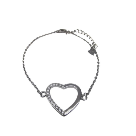 Bijuterii argint - Bratara Argint 925 Inima cu Pietre pe Jumatate