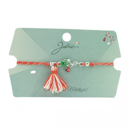 Sub 99 Lei - Bratara cu Ciucure Floare si Buburuza