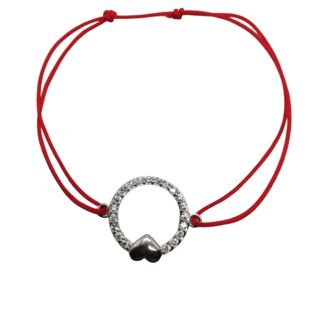 Bijuterii argint - Bratara cu Nod Dublu Argint 925, Cerc cu Zirconii si Inima