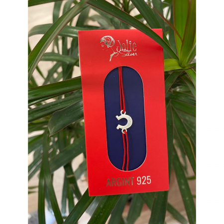 Bratara cu Snur Rosu, Argint 925, Potcoava, Jolie Silver, 0.6 g, 10x15 mm [6]