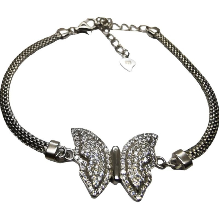 Bratara din Argint 925 Fluture Mare cu Zirconii, 5.66 g [1]