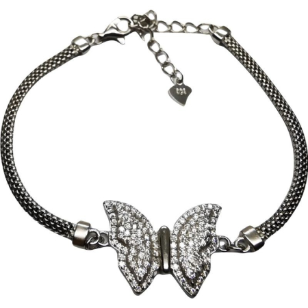 Bijuterii argint - Bratara din Argint 925 Fluture Mare cu Zirconii, 5.66 g