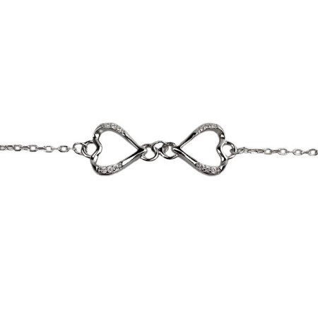 Bratara din Argint 925 Inimi Unite cu Minizirconii, 1.99 g [2]