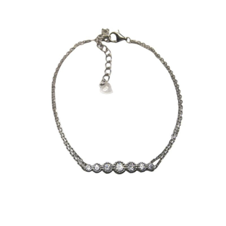 Bratari - Bratara Dubla din Argint 925 cu 7 Pietre, 2.34 g