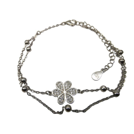 Bratari - Bratara Dubla din Argint 925 Floare si Bilute, 2.76 g