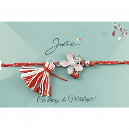 Sub 99 Lei - Bratara Jolie Ciucure Floare Roz cu Perla