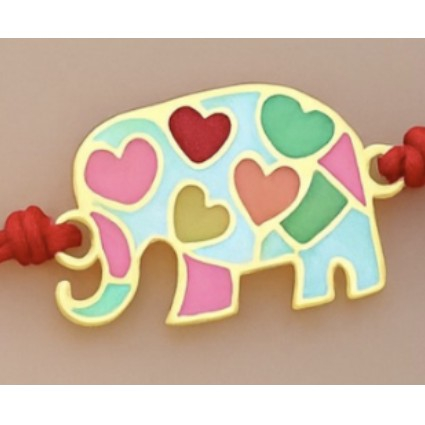 Bratara Placata cu Aur 24k - Bratara Placata cu Aur 24k Copii, Jolie, Model Elefant, cu Snur Rosu, 3.5 x 9.5, Multicolor 