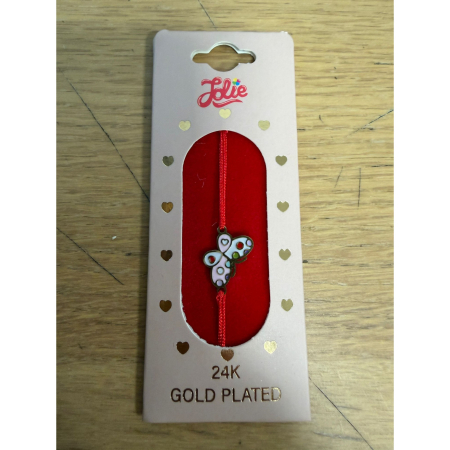 Bratara Placata cu Aur 24k - Bratara Placata cu Aur 24k Copii, Jolie, Model Fluture, Pandativ din Metal in Culori, Snur Rosu Impletit, Dimensiune Reglabila, Ambalata Individual