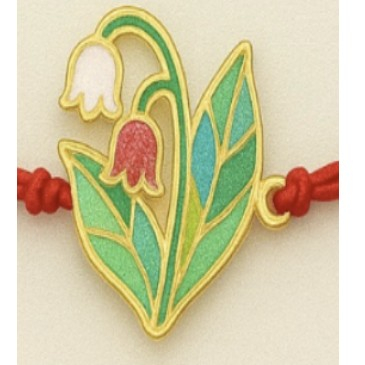 Bratara Placata cu Aur 24k - Bratara Placata cu Aur 24k Copii, Jolie, Model Lalele, cu Snur Rosu, 3.5 x 9.5, Multicolor 