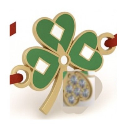 Bratara Placata cu Aur 24k - Bratara Placata cu Aur 24k Copii, Jolie, Model Trifoi cu Patru Foi, cu Snur Rosu, 3.5 x 9.5, Multicolor