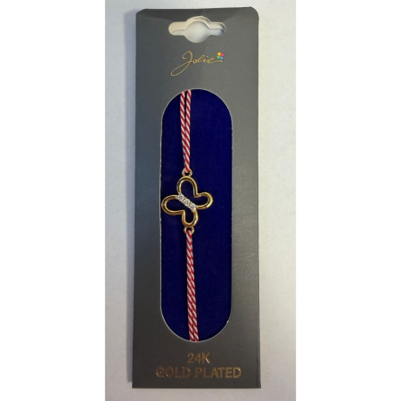 Bratara Placata cu Aur 24k - Bratara Placata cu Aur 24k, Snur Alb Rosu, Model 1