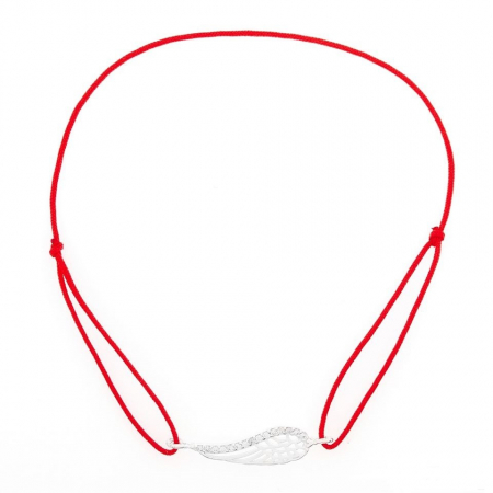 Sub 99 Lei - Bratara Snur Reglabil, Argint 925, Aripa cu Pietre, Jolie Silver, 0.9 g, 2.5 cm x 0.8 cm