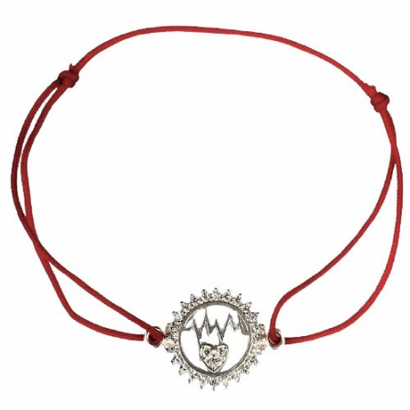 Bratara Snur Reglabil, Argint 925, Cerc Cu Puls Si Inima, 1.3 g, 2 cm x 1.5 cm [2]