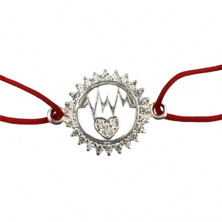 Bratara Snur Reglabil, Argint 925, Cerc Cu Puls Si Inima, 1.3 g, 2 cm x 1.5 cm [3]