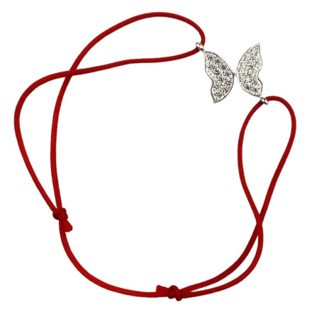 Bratara Snur Reglabil, Argint 925, Fluture Cu Zirconii, Jolie Silver, 0.9 g, 2 cm x 1.2 cm [2]