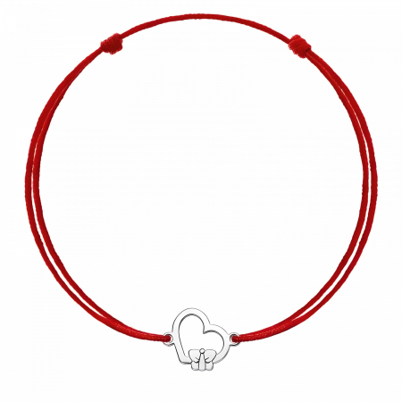 Sub 99 Lei - Bratara Snur Reglabil, Argint 925, Inima cu Fluture, Jolie Silver, 0.5 g, 1.5 cm x 1 cm