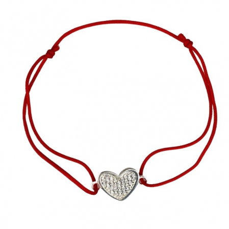 Bratara Snur Reglabil, Argint 925, Inima cu Minizirconii, Jolie Silver, 1 g, 1.8 cm x 1.3 cm [1]