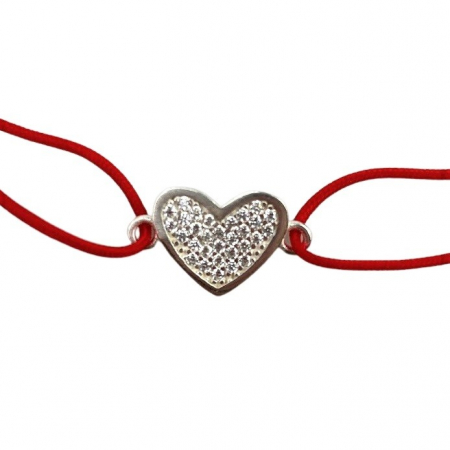 Bratara Snur Reglabil, Argint 925, Inima cu Minizirconii, Jolie Silver, 1 g, 1.8 cm x 1.3 cm [2]